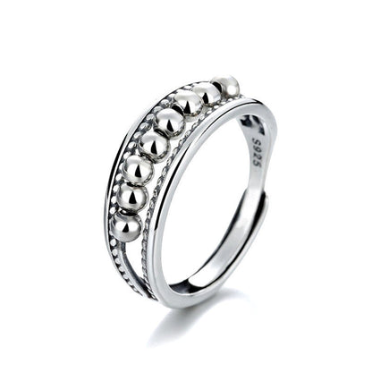 Women's Distressed Thai Sier Anxiety Three-ring Smart Index Rings