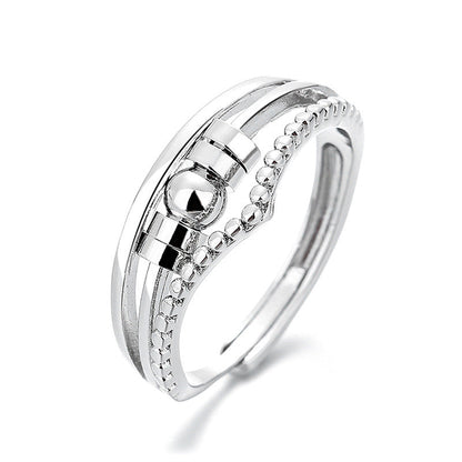 Women's Distressed Thai Sier Anxiety Three-ring Smart Index Rings