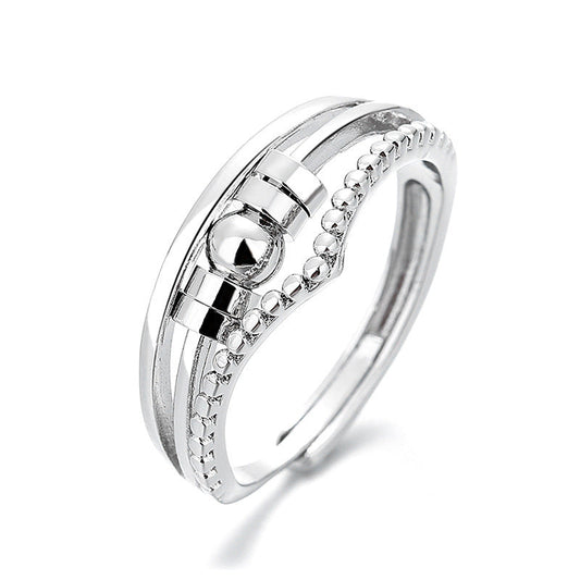 Women's Distressed Thai Sier Anxiety Three-ring Smart Index Rings