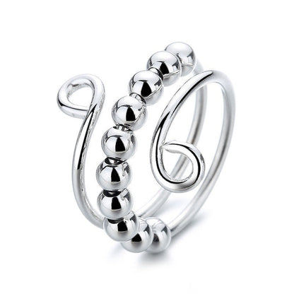 Women's Distressed Thai Sier Anxiety Three-ring Smart Index Rings