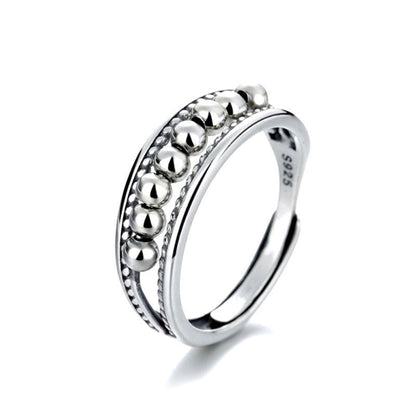 Women's Distressed Thai Sier Anxiety Three-ring Smart Index Rings