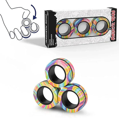 Magnetic Spinner Rings Fidget Toy Set – 3PCS Anti-Stress Magnetic Rings for Anxiety Relief and Focus